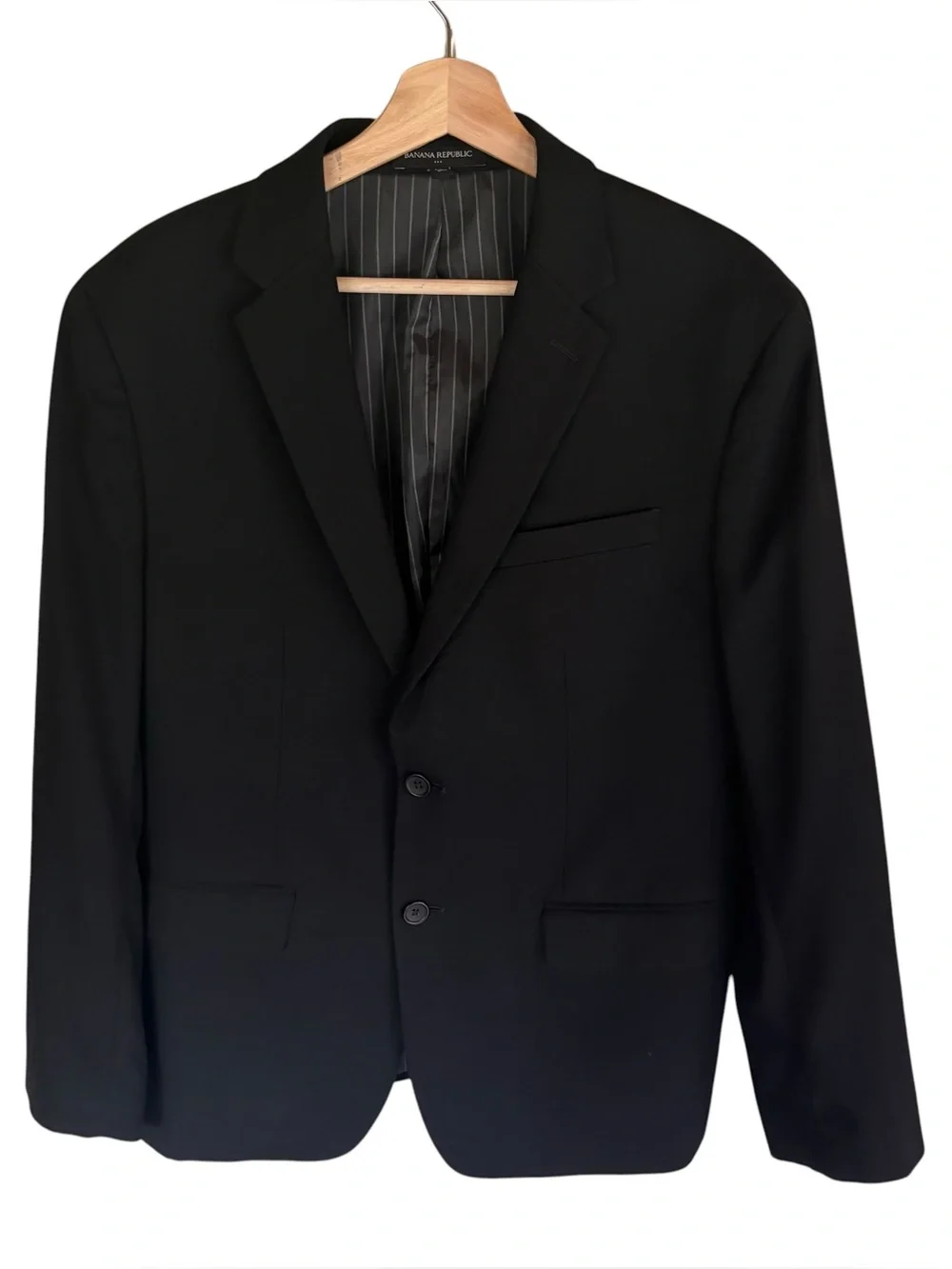 Banana Republic Men's Black Two-Button Blazer 42S Slim Fit Classic Formal Career